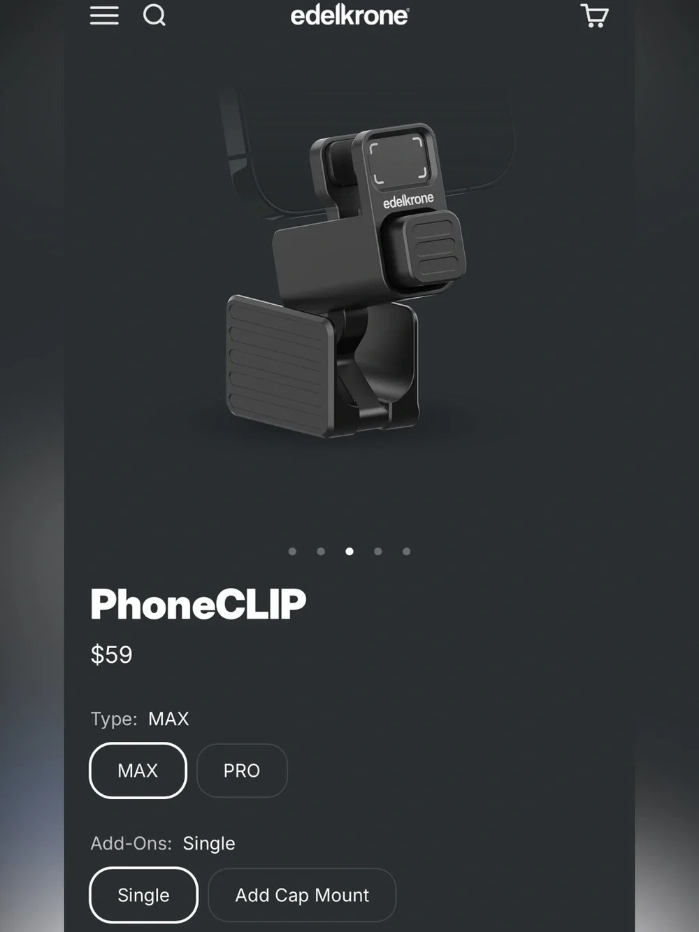Black Phone/Camera Clip Mount